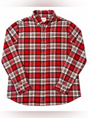 Goodfellow & Co Red Plaid Flannel Button-Up Shirt Size L